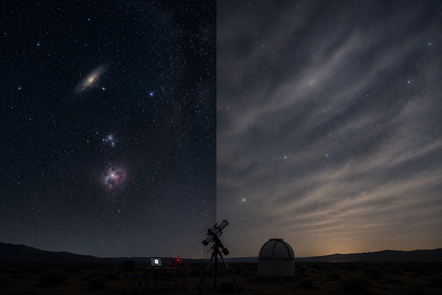 Stars fading through thin high clouds