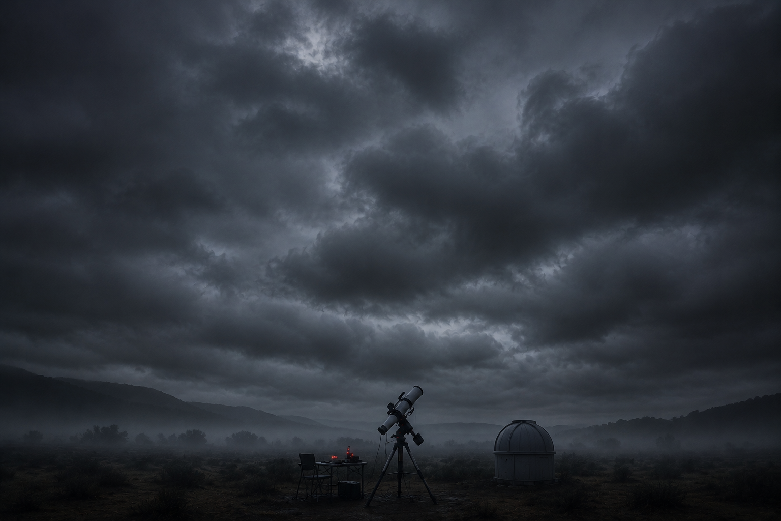 Dense low clouds over an observing field